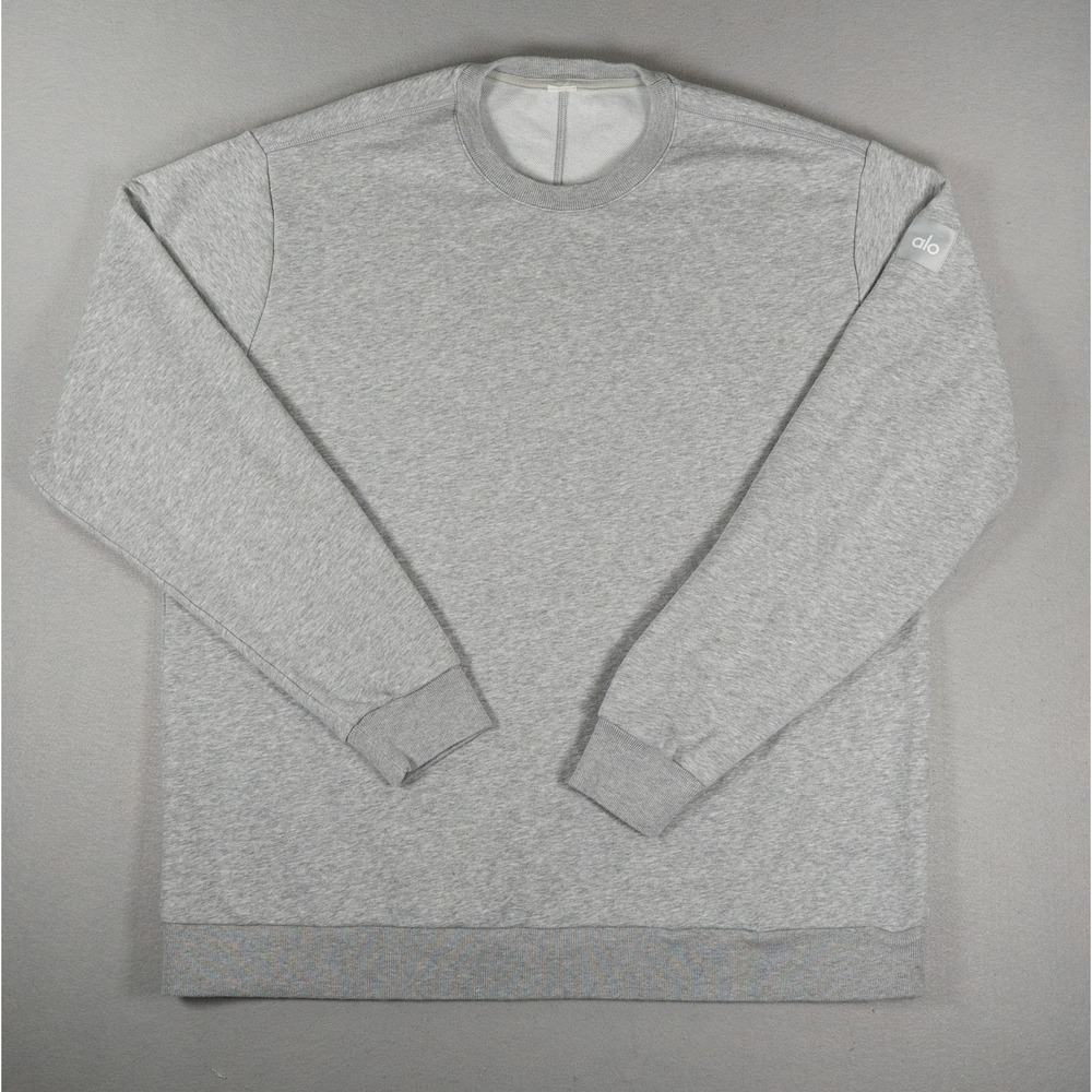 Alo Yoga Mens Crewneck Sweatshirt Long Sleeve Pullover Heather Grey XL
